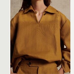 Soeur Paris Torino Chemise Top Mustard Yellow Organic Cotton Blouse Size 38